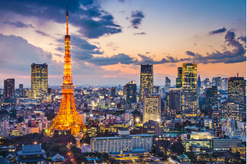 Tokyo Tower and Skyline At Dusk