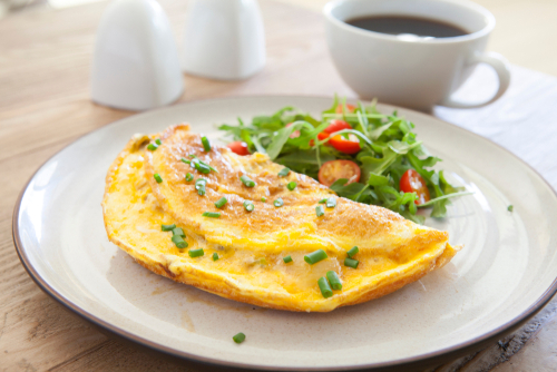 omelette and salad
