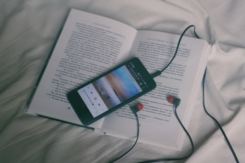 Mobile phone playlist and a book