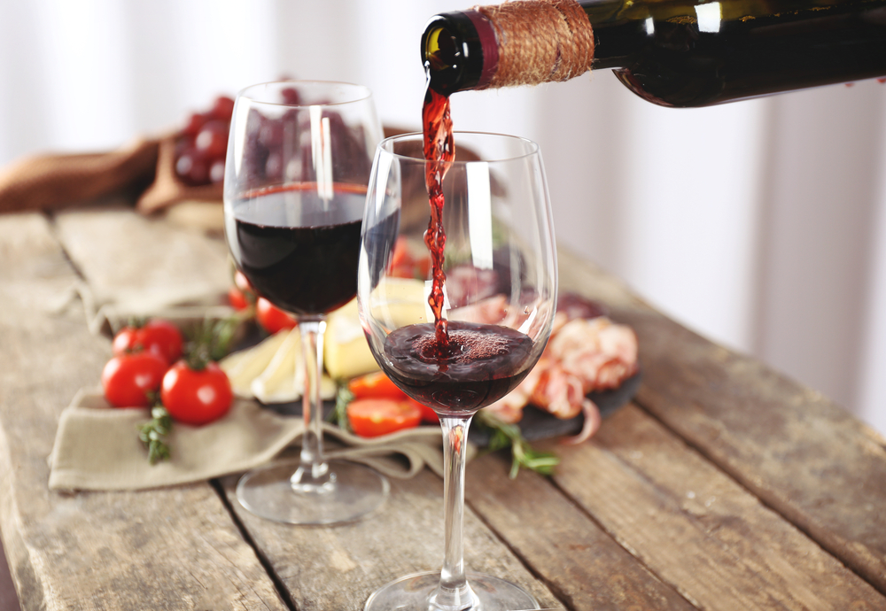 red wine, glass, bottle