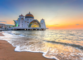 Malacca,Straits,Mosque,(,Masjid,Selat,Melaka),,It,Is,A