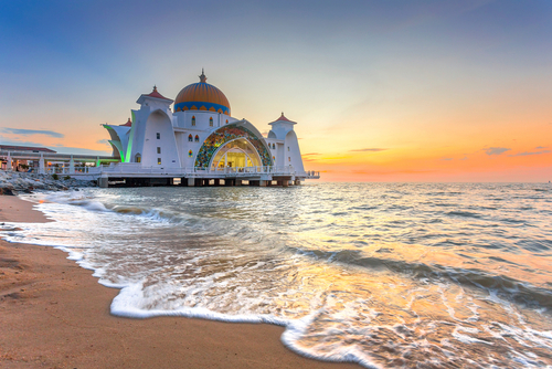Malacca,Straits,Mosque,(,Masjid,Selat,Melaka),,It,Is,A