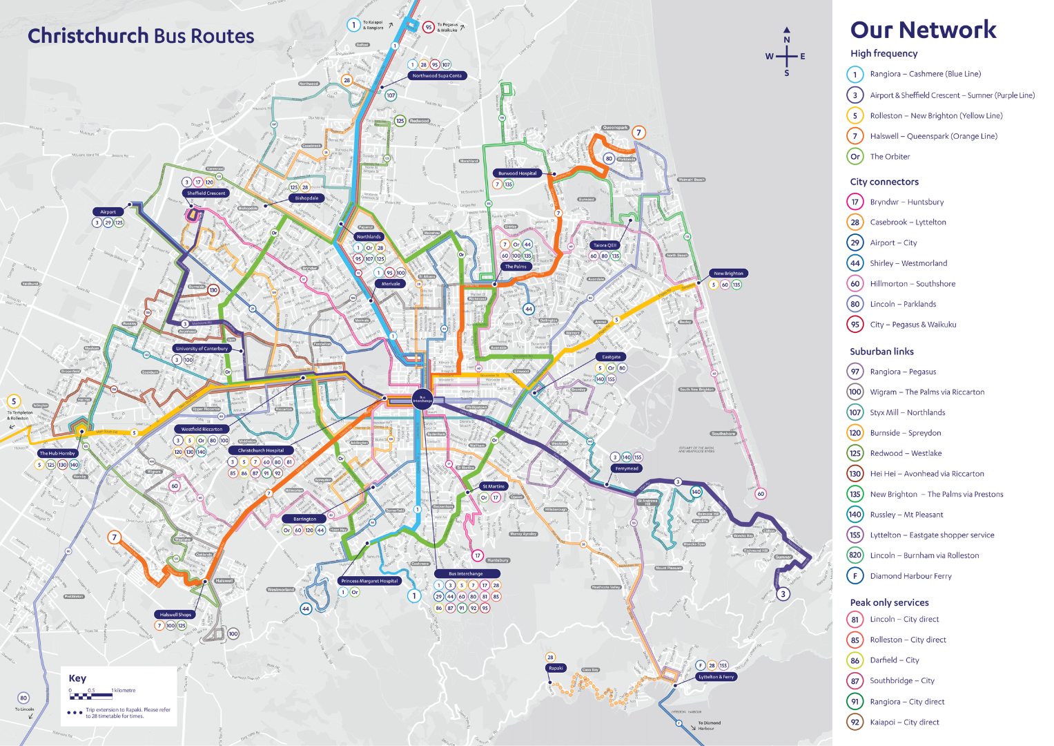 Christchurch Metro Map Routes