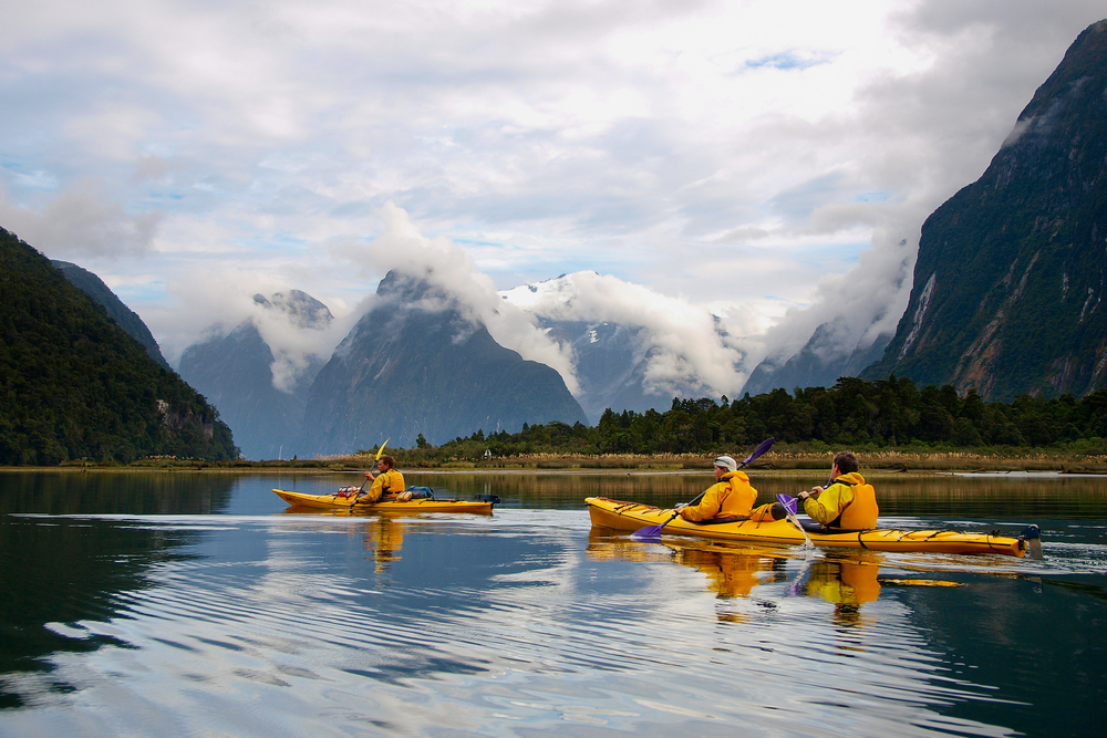 Sea,Kayak,In,Milford,Sound,,New,Zealand