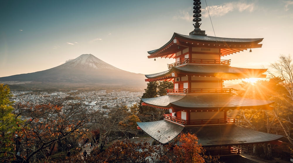 Mount,Fuji,San,Beautiful,Landscapes,On,Sunset.,Fujiyoshida,,Japan,At