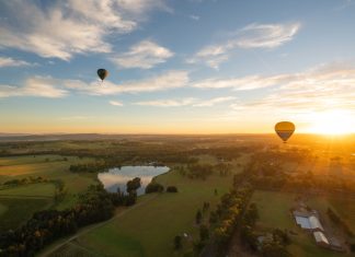 Hot,Air,Balloons,In,Pokolbin,Wine,Region,Near,Hunter,Vally