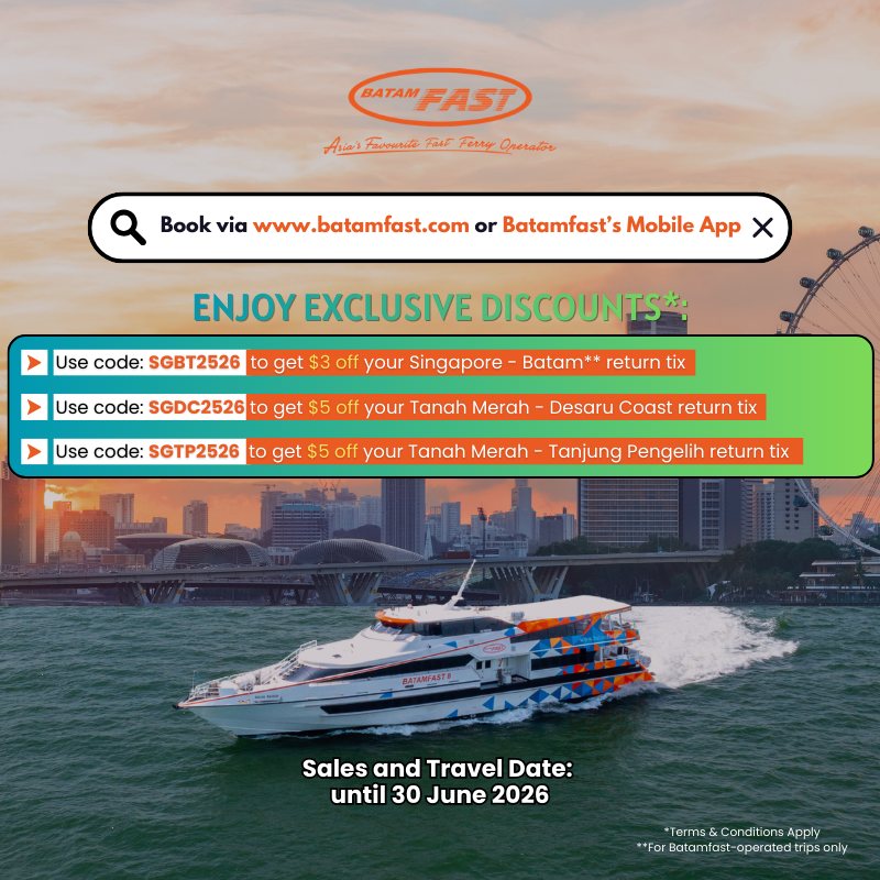 Batamfast Ferry Promo Codes For Batam, Desaru and Tanjong Pengelih